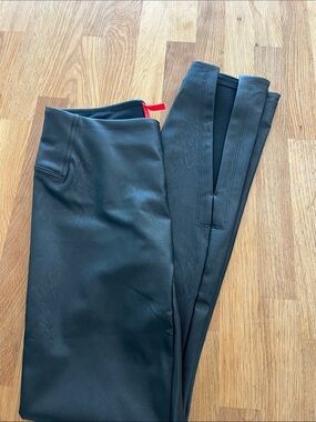 SPANX Black Faux Leather Straight-Leg Pants